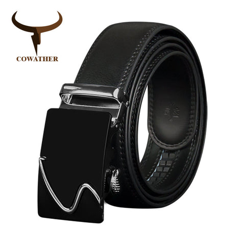 Genuine Leather Men Belt Automatic Buckle Male Strap