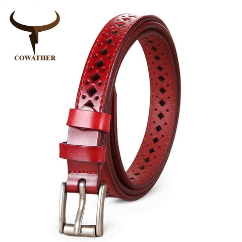 2019 Genuine leather pin buckle vintage style top quality female strap