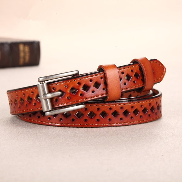 2019 Genuine leather pin buckle vintage style top quality female strap