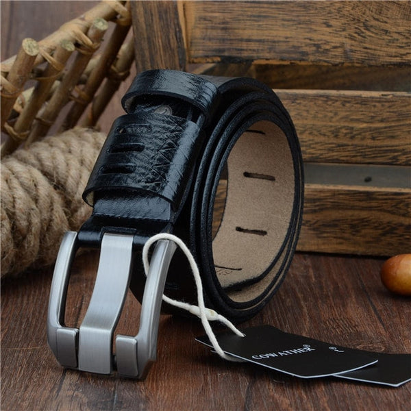 Luxury leather men belts for men strap male pin buckle