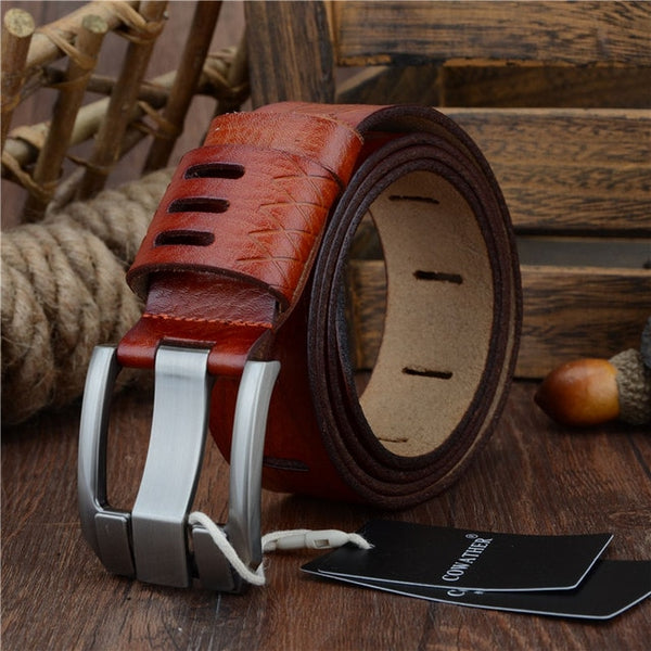 Luxury leather men belts for men strap male pin buckle