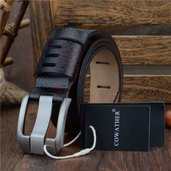 Luxury leather men belts for men strap male pin buckle