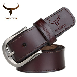 Pin buckle cow genuine leather belt