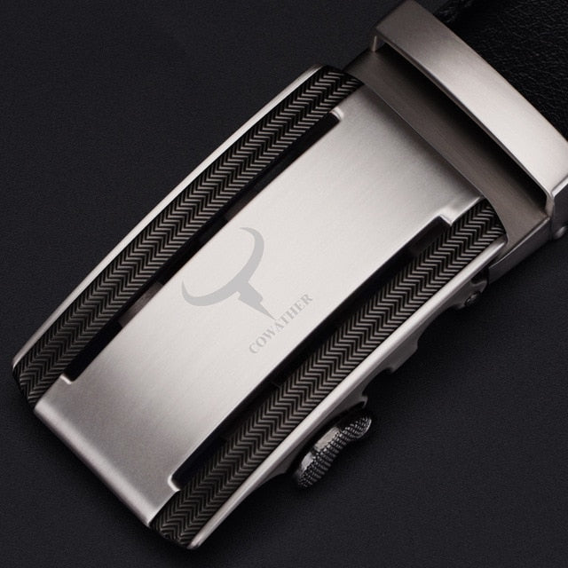 100% cow genuine leather automatic buckle belt