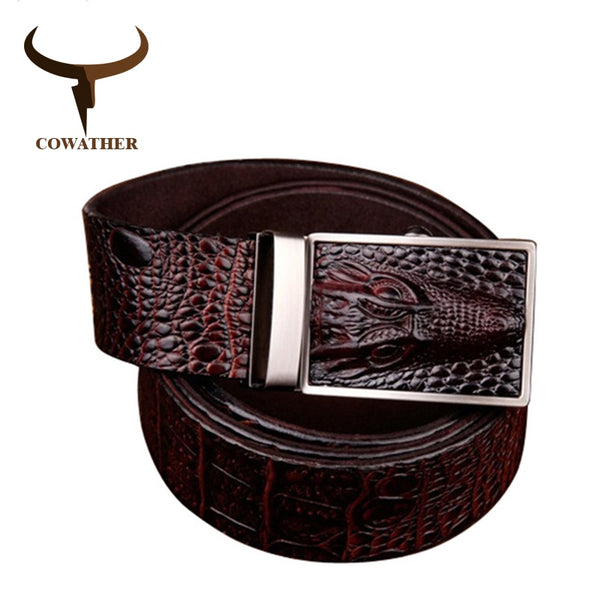 Alligator pattern automatic buckle belt