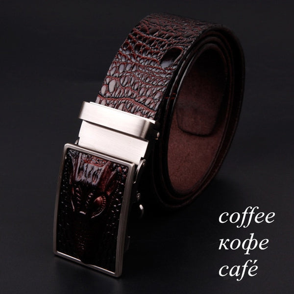 Alligator pattern automatic buckle belt