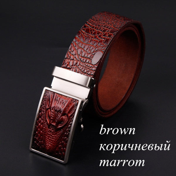 Alligator pattern automatic buckle belt