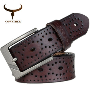 2019 Women Belts New Hollow design high quality genuine leather Belt pin buckle