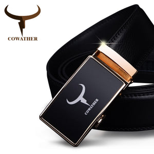 Automatic alloy gold silver buckle black strap