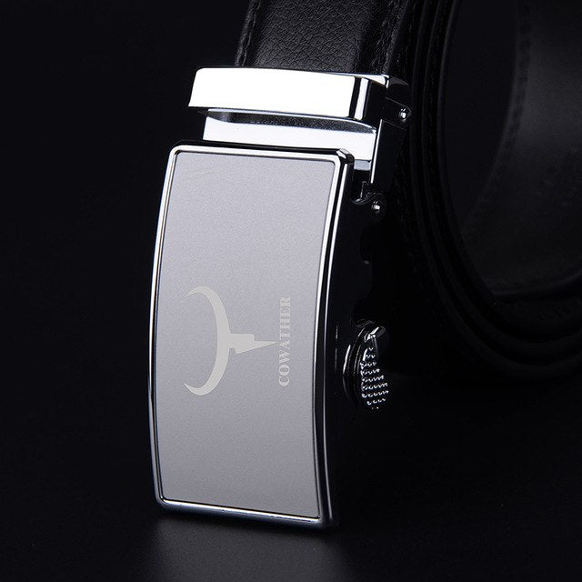 Automatic alloy gold silver buckle black strap