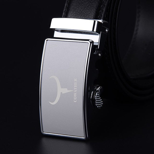 Automatic alloy gold silver buckle black strap