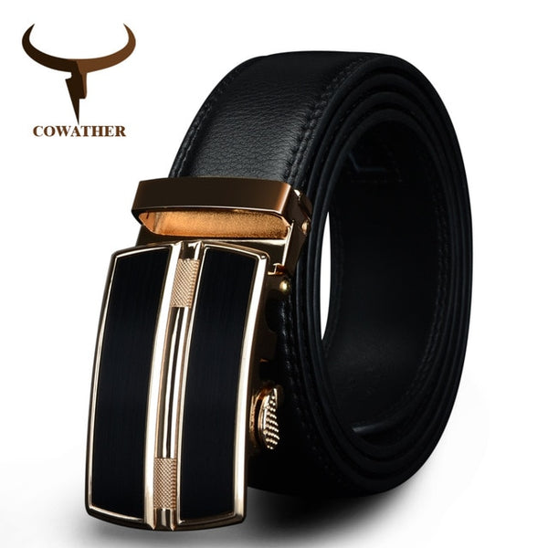 2019 Automatic Buckle black brown Genuine Leather men Belts