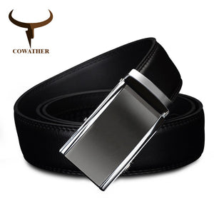 Newest cow genuine Leather Automatic Ratchet Buckle bELT