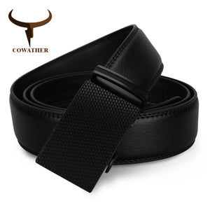 Genuine leather automatic buckle belts for men