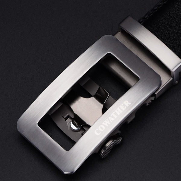 Genuine leather automatic buckle belts for men